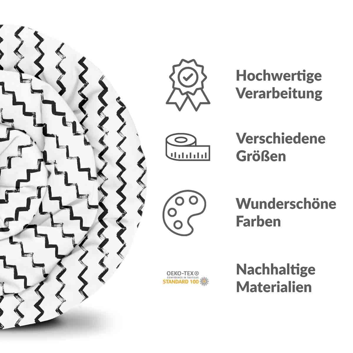 Set di biancheria da letto con coperta terapeutica bianca a zigzag