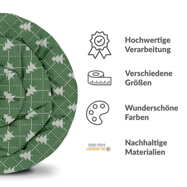 Set di biancheria da letto con coperte terapeutiche verde con alberi di abete