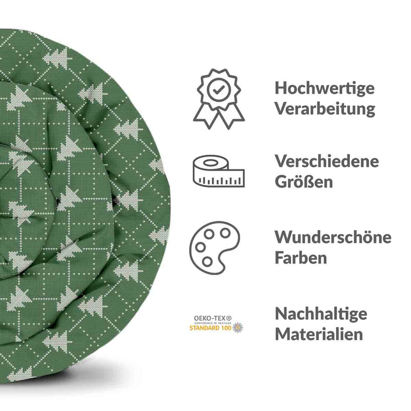 Set di biancheria da letto con coperte terapeutiche verde con alberi di abete