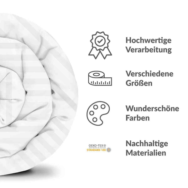 Set di biancheria da letto con coperte terapeutiche bianco con sottili strisce