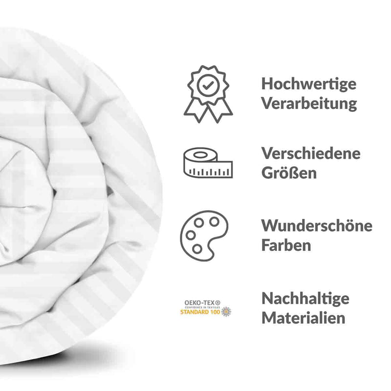 Set di biancheria da letto con coperte terapeutiche bianco con sottili strisce