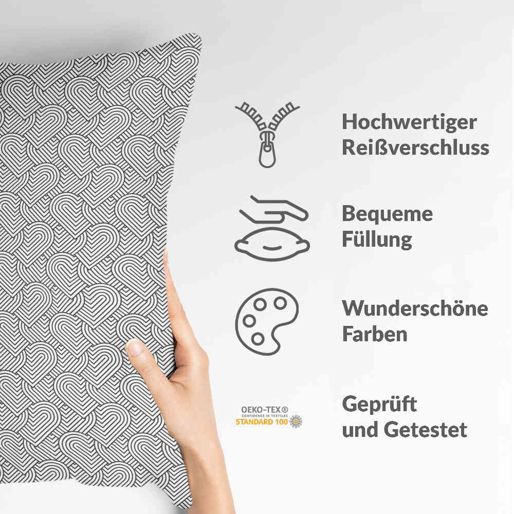 Cuscino salute grigio cuori geometrici