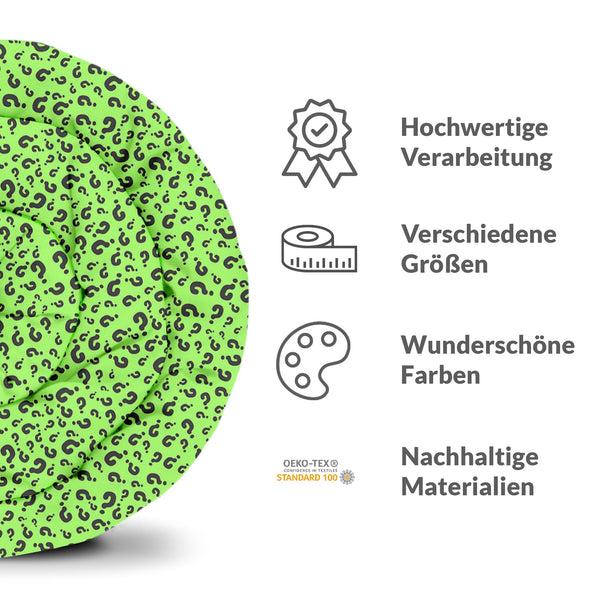 Set di biancheria da letto con coperta terapeutica verde chiaro con punto interrogativo