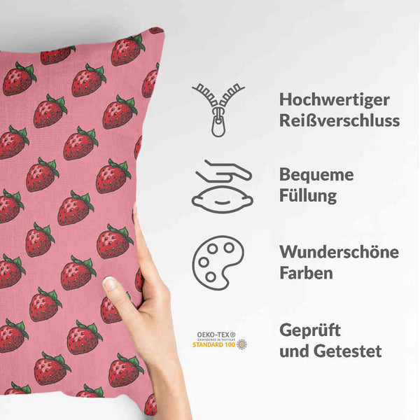 Cuscino salute rosa con fragole