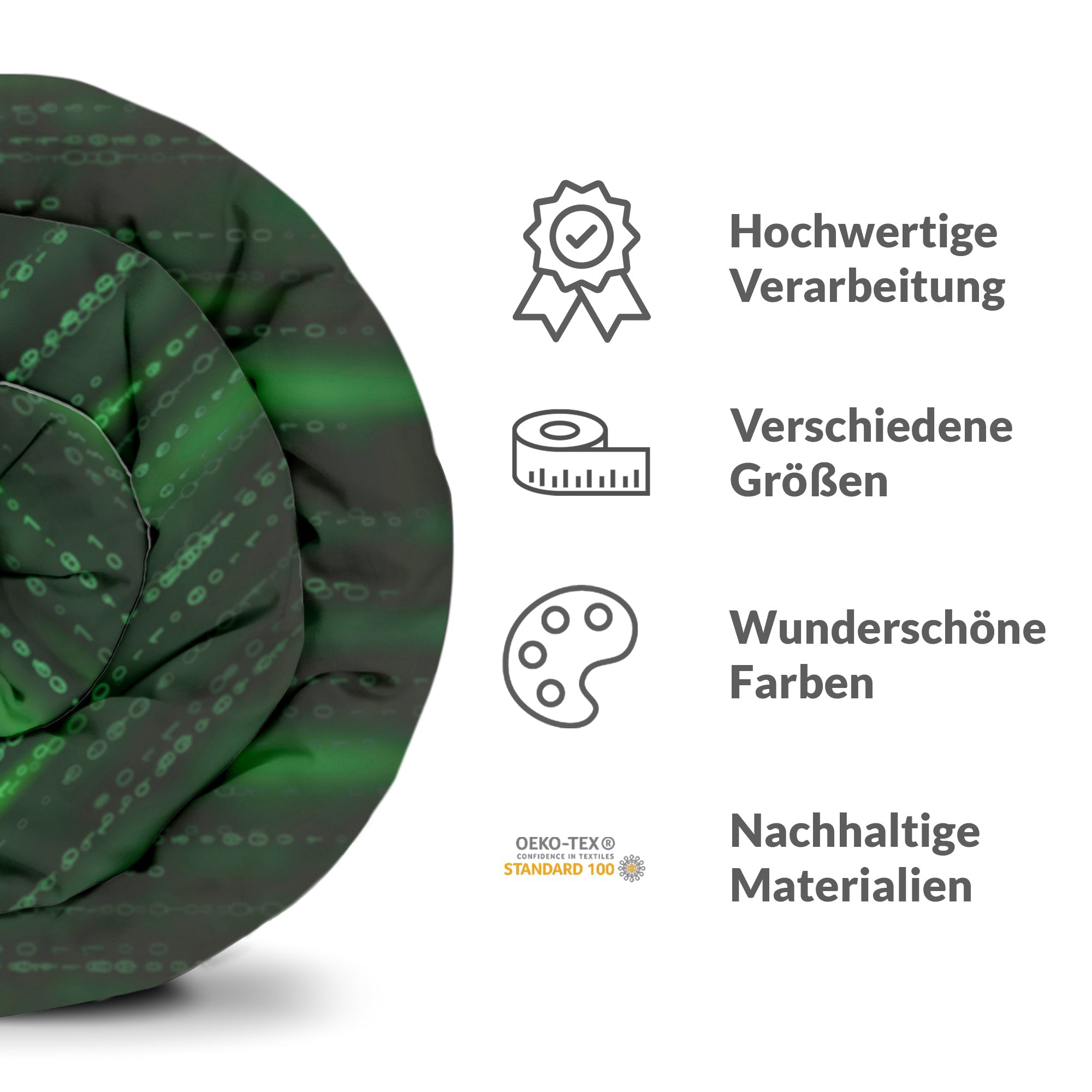 Set di biancheria da letto con coperta terapeutica Codice numerico verde