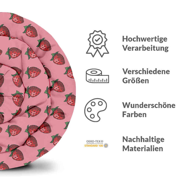 Coperta terapeutica originale - Rivestimento in cotone rosa con fragole