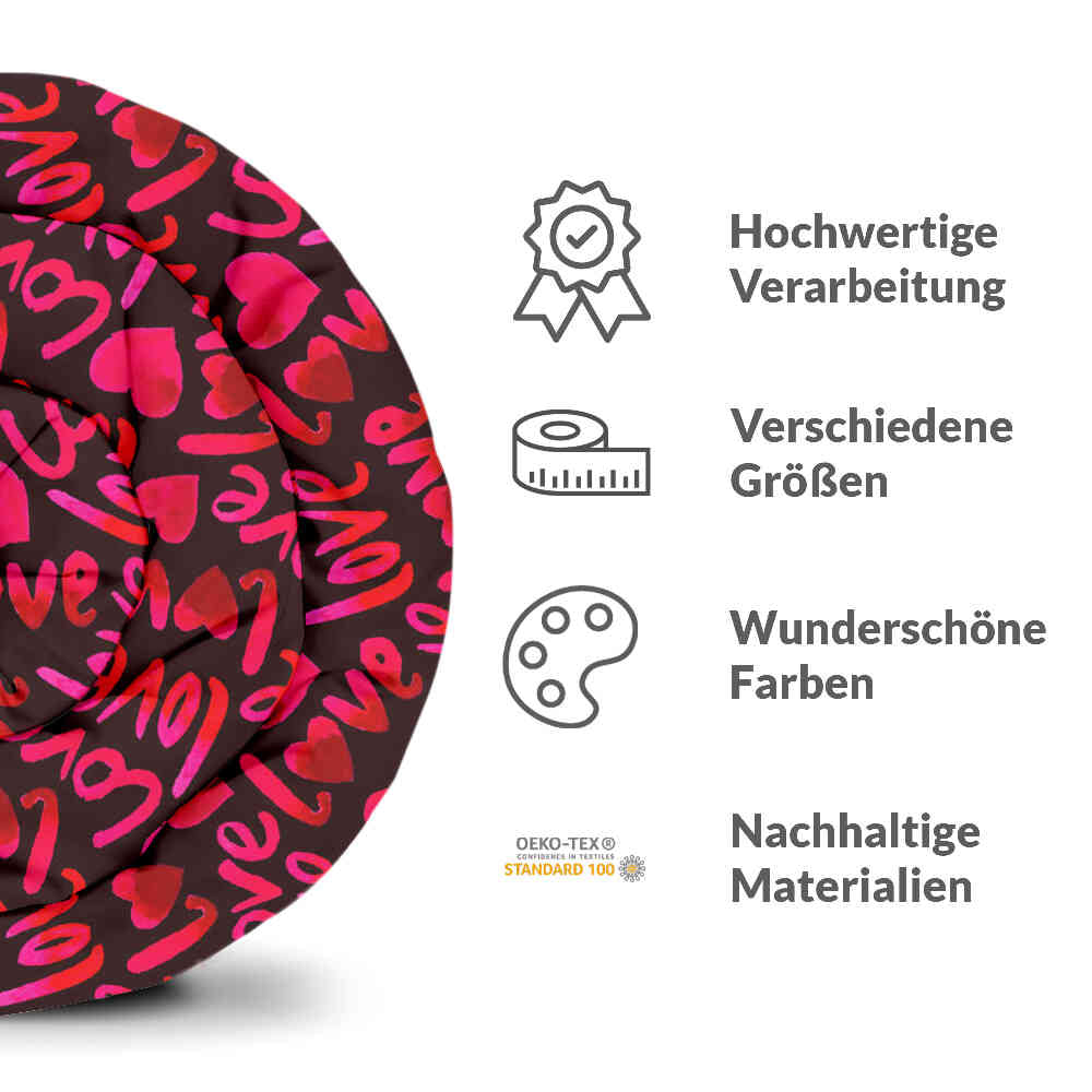 Set di biancheria da letto con coperta terapeutica nera con scritta Love