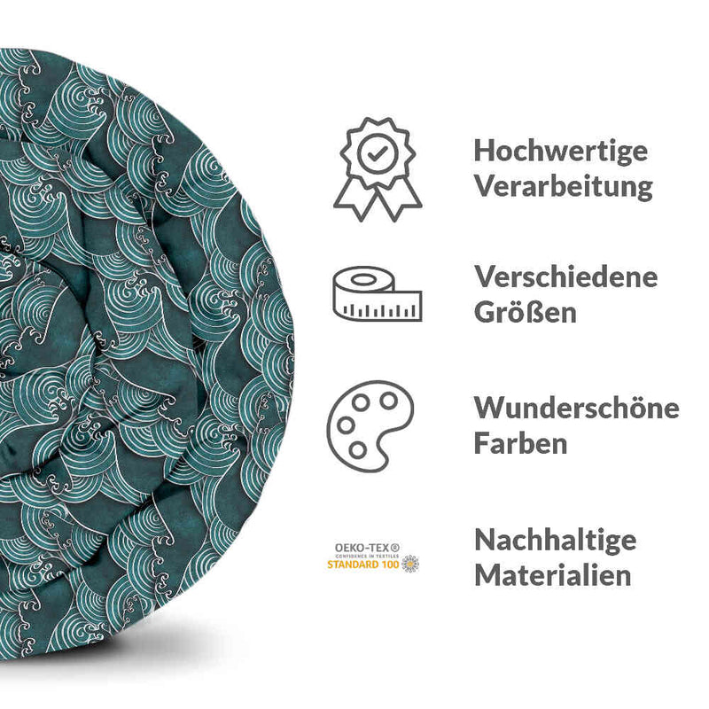 Set di biancheria da letto con coperte terapeutiche onde turchese-verde