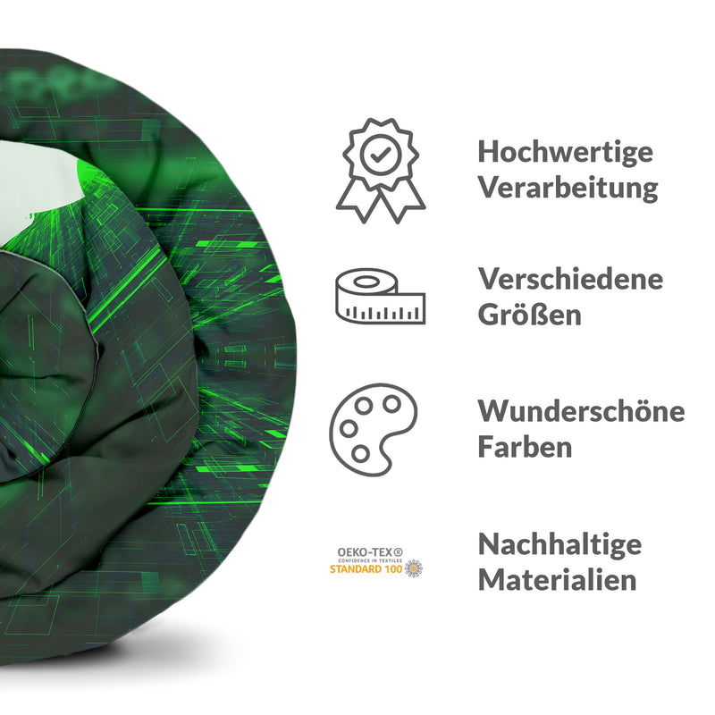 Coperta terapeutica originale - Rivestimento in cotone verde con caratteri scritti