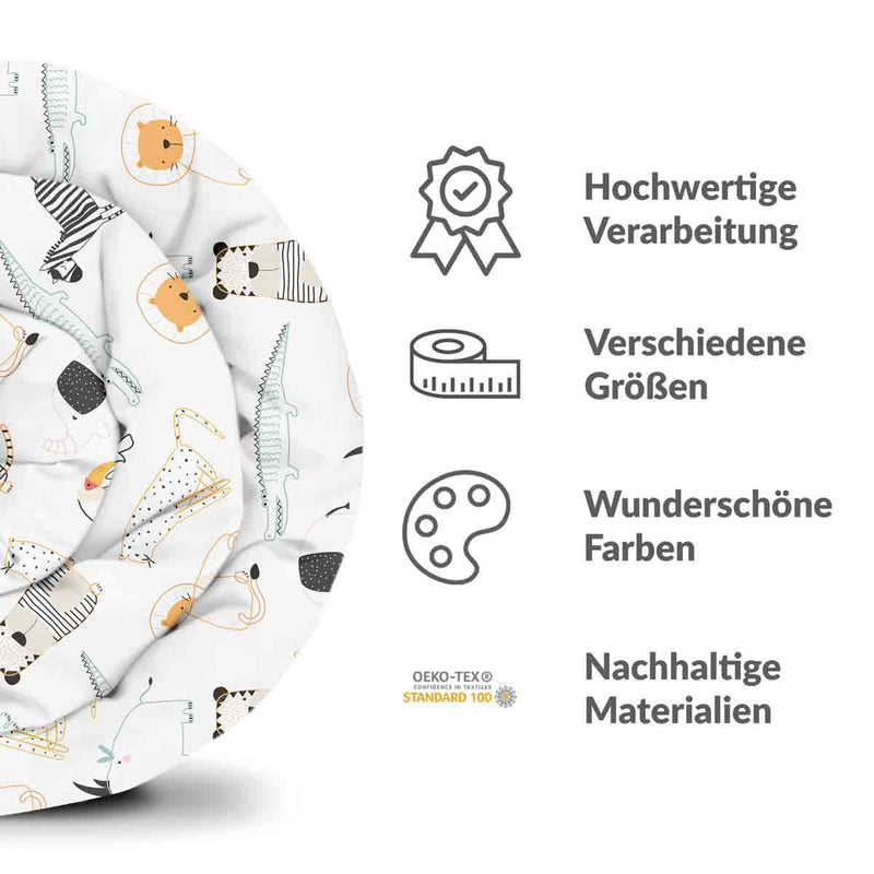 Set di biancheria da letto con coperte terapeutiche bianco con animali dello zoo