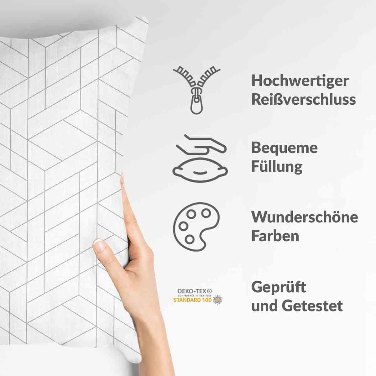 Cuscino sanitario bianco con motivo geometrico