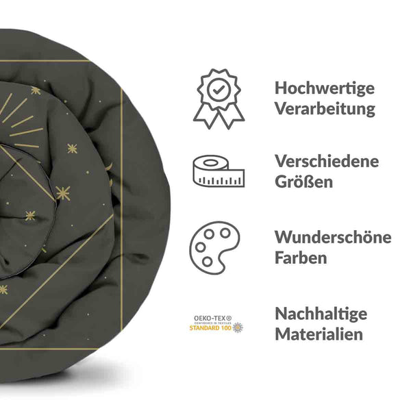 Coperta terapeutica originale - Rivestimento in cotone nero Sole e Cosmo