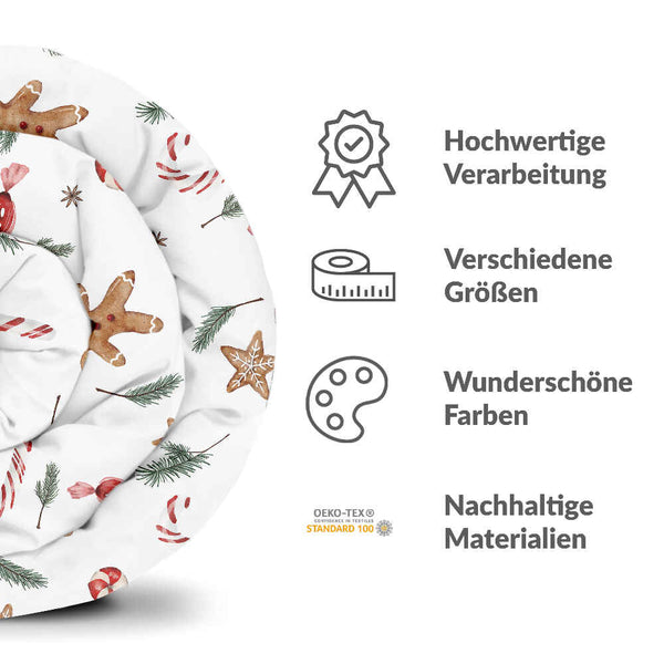 Set di biancheria da letto con coperta terapeutica bianca per il periodo natalizio