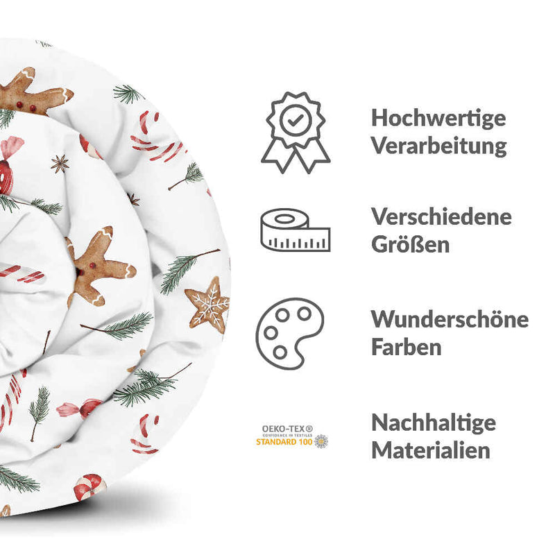 Set di biancheria da letto con coperta terapeutica bianca per il periodo natalizio