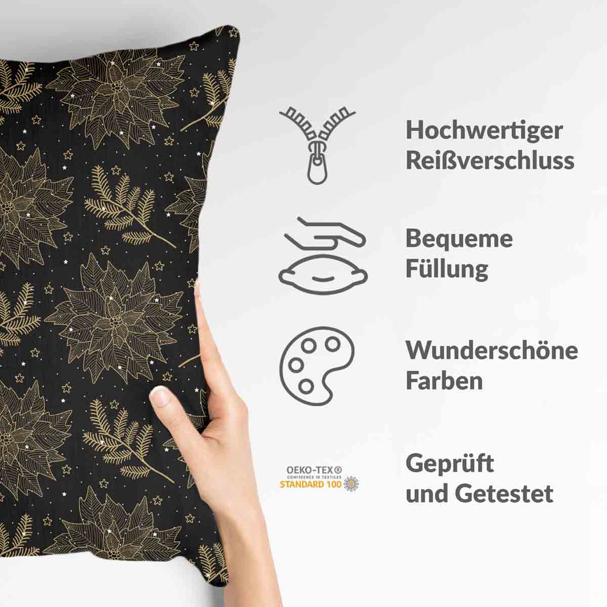 Cuscino sanitario nero stella di Natale