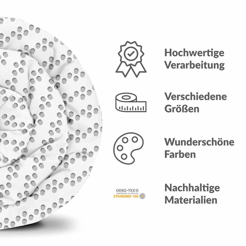 Set di biancheria da letto con coperte terapeutiche bianco con cerchi grigi