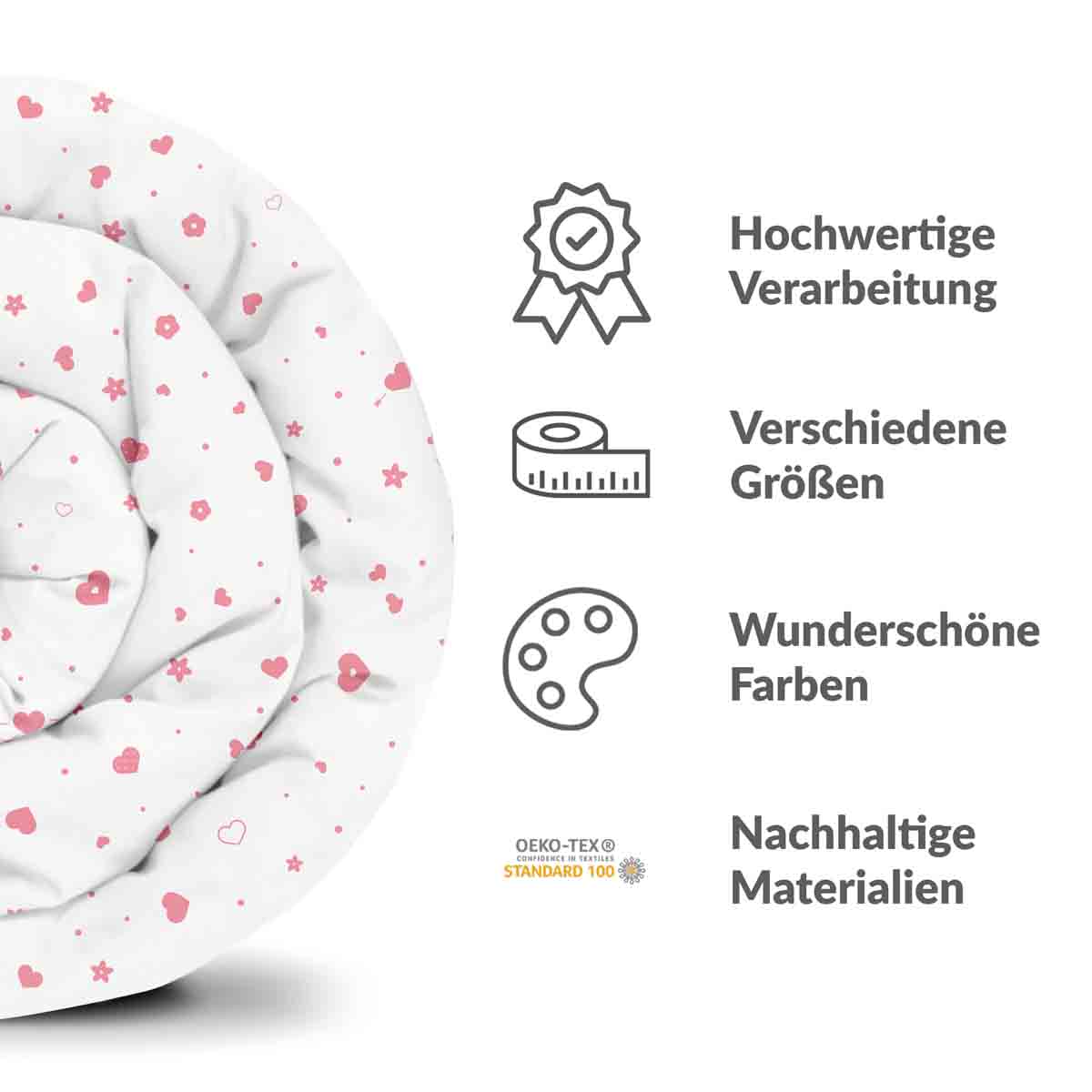 Set di biancheria da letto con coperte terapeutiche rosa con cuori e fiori