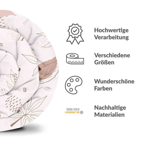 Set di biancheria da letto con coperte terapeutiche rosa con foglie