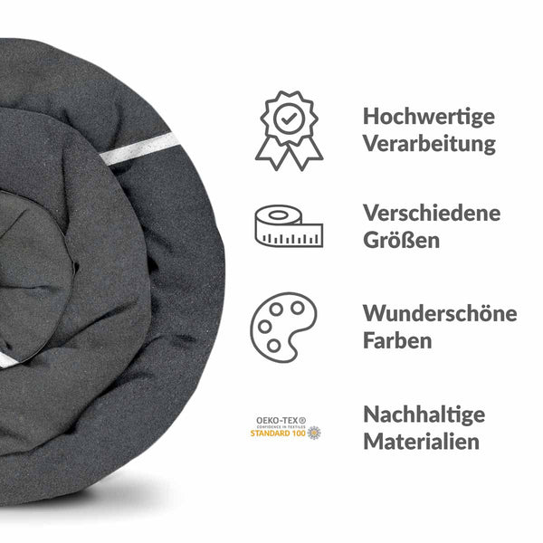 Set di biancheria da letto con coperta terapeutica grigio scuro con strisce bianche