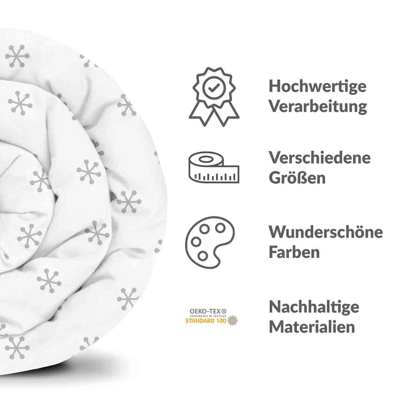 Coperta terapeutica originale - Rivestimento in cotone bianco con fiocchi di neve grigi