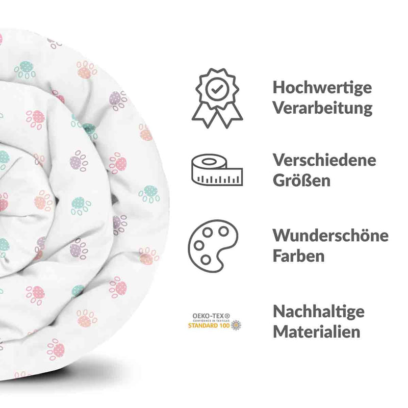 Coperta terapeutica originale - Rivestimento in cotone bianco con zampe colorate