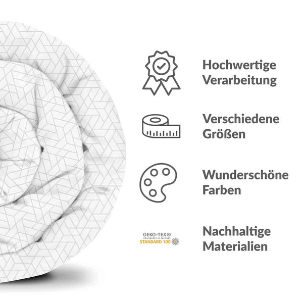 Set di biancheria da letto con coperte terapeutiche bianco con delicato motivo geometrico