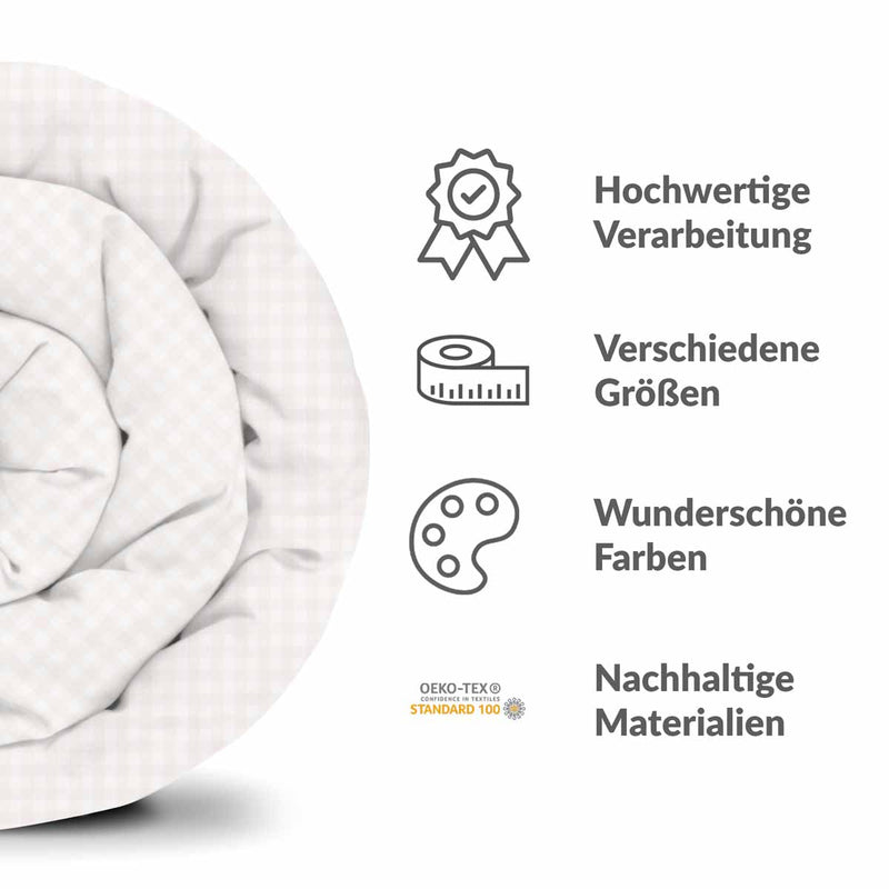 Set di biancheria da letto con coperta terapeutica a quadretti chiari