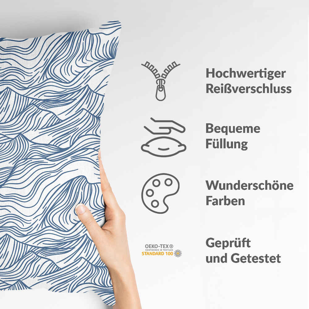 Cuscino salute onde in blu