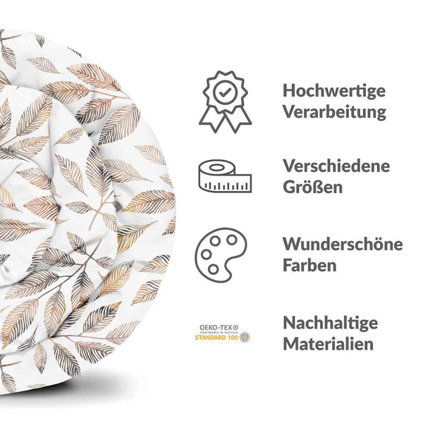 Set di biancheria da letto con coperte terapeutiche bianco con rami marrone chiaro