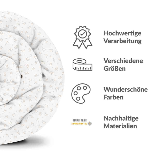 Set di biancheria da letto con coperte terapeutiche e delicati mazzi di fiori