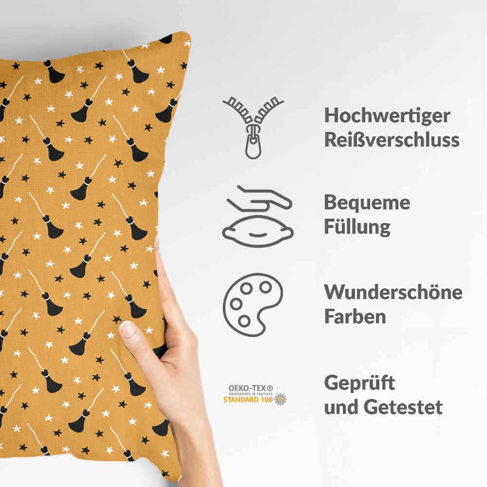 Cuscino salute arancione con scopa di Potter