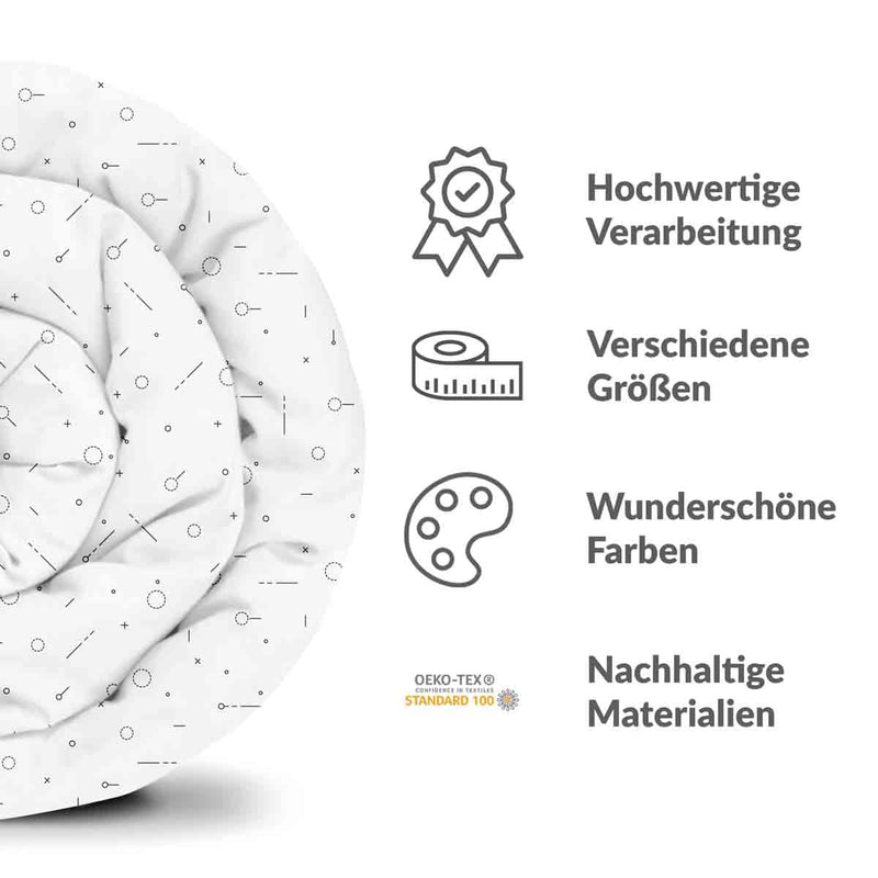 Set di biancheria da letto con coperte terapeutiche bianco con forme nere