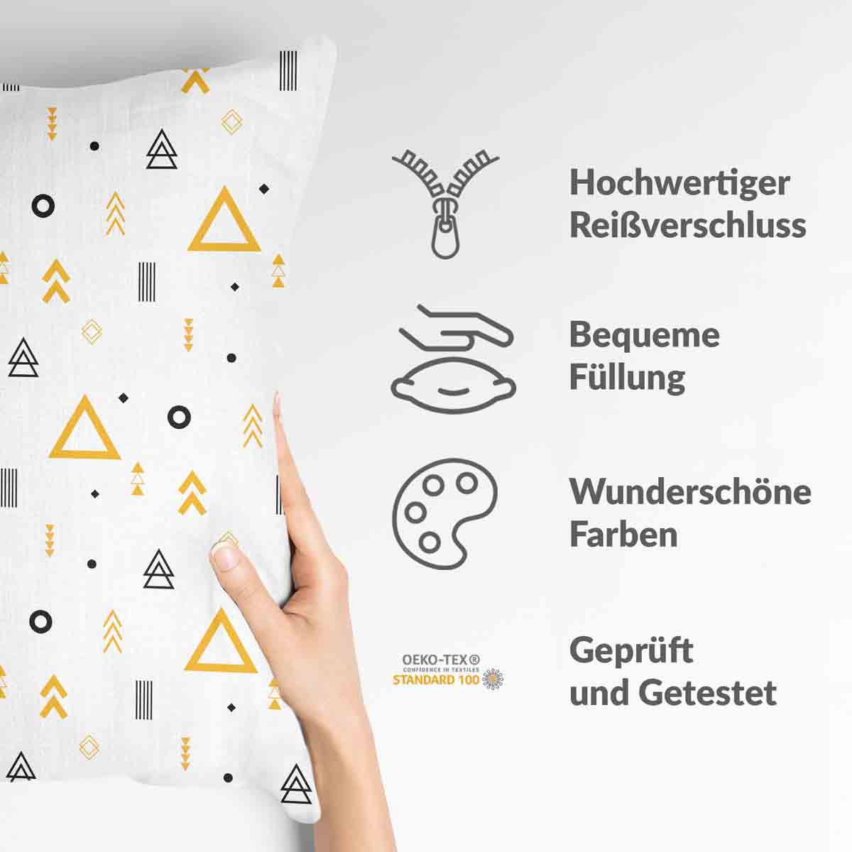 Cuscino sanitario bianco con triangoli gialli