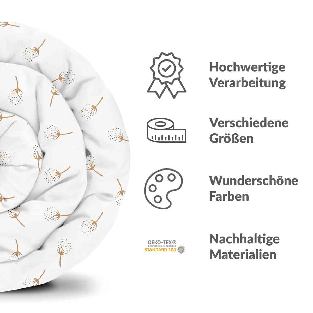 Set di biancheria da letto con coperte terapeutiche bianco con soffioni
