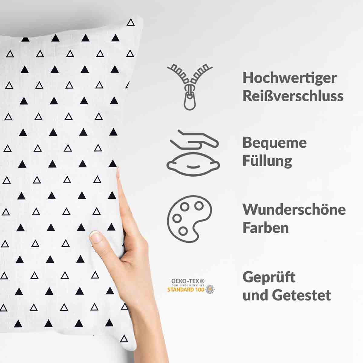 Cuscino sanitario bianco con triangoli neri