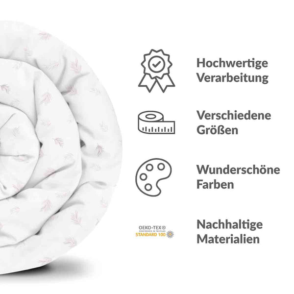 Set di biancheria da letto con coperte terapeutiche bianco con rami rosa
