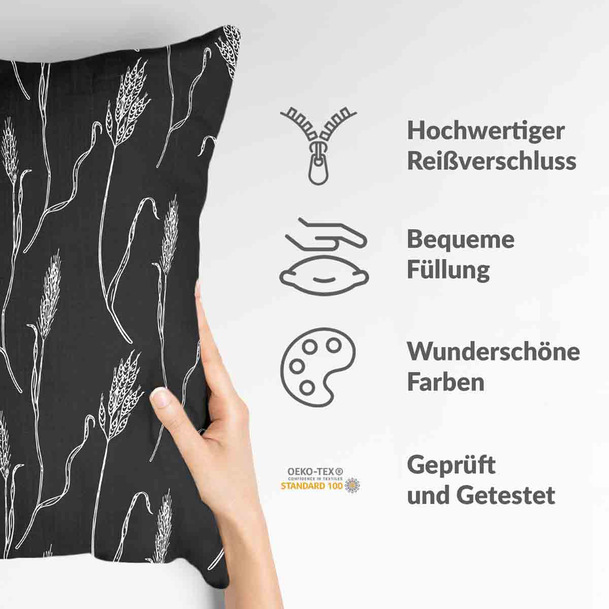 Cuscino per la salute grigio scuro con rami bianchi