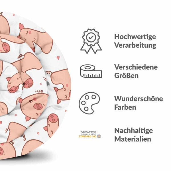 Coperta terapeutica originale - Rivestimento in cotone bianco con numeri e maialini