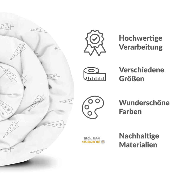 Coperta terapeutica originale - Rivestimento in cotone bianco con alberi di abete grigi