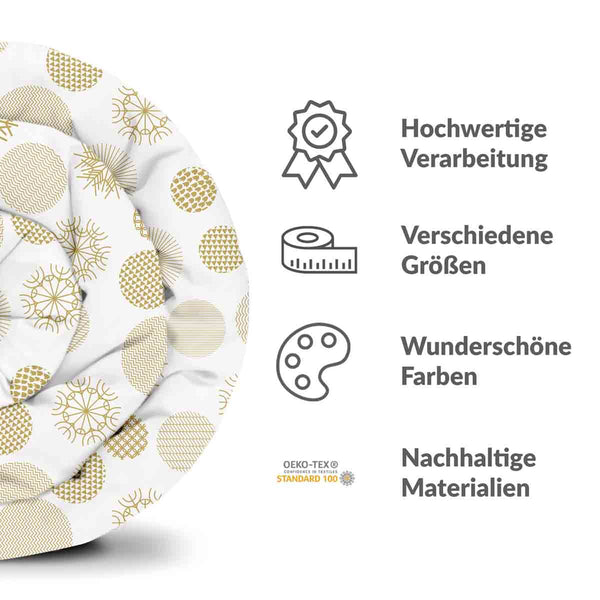 Set di biancheria da letto con coperte terapeutiche e decorazioni natalizie dorate