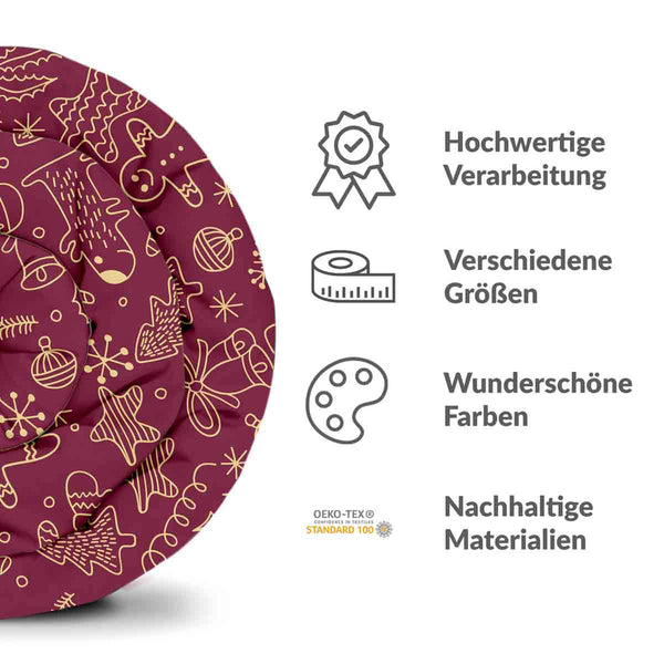 Coperta terapeutica originale - Rivestimento in cotone rosso con divertenti motivi natalizi