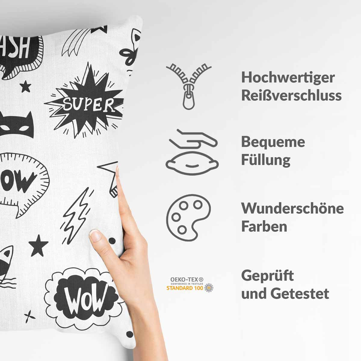 Cuscino salute bianco supereroi