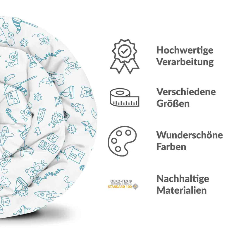 Set di biancheria da letto con coperte terapeutiche bianche e giocattoli