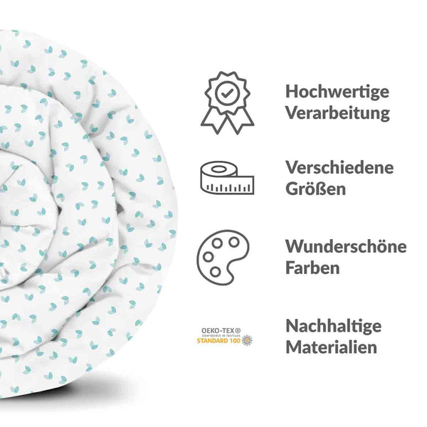 Coperta terapeutica originale - Rivestimento in cotone bianco con cuoricini blu