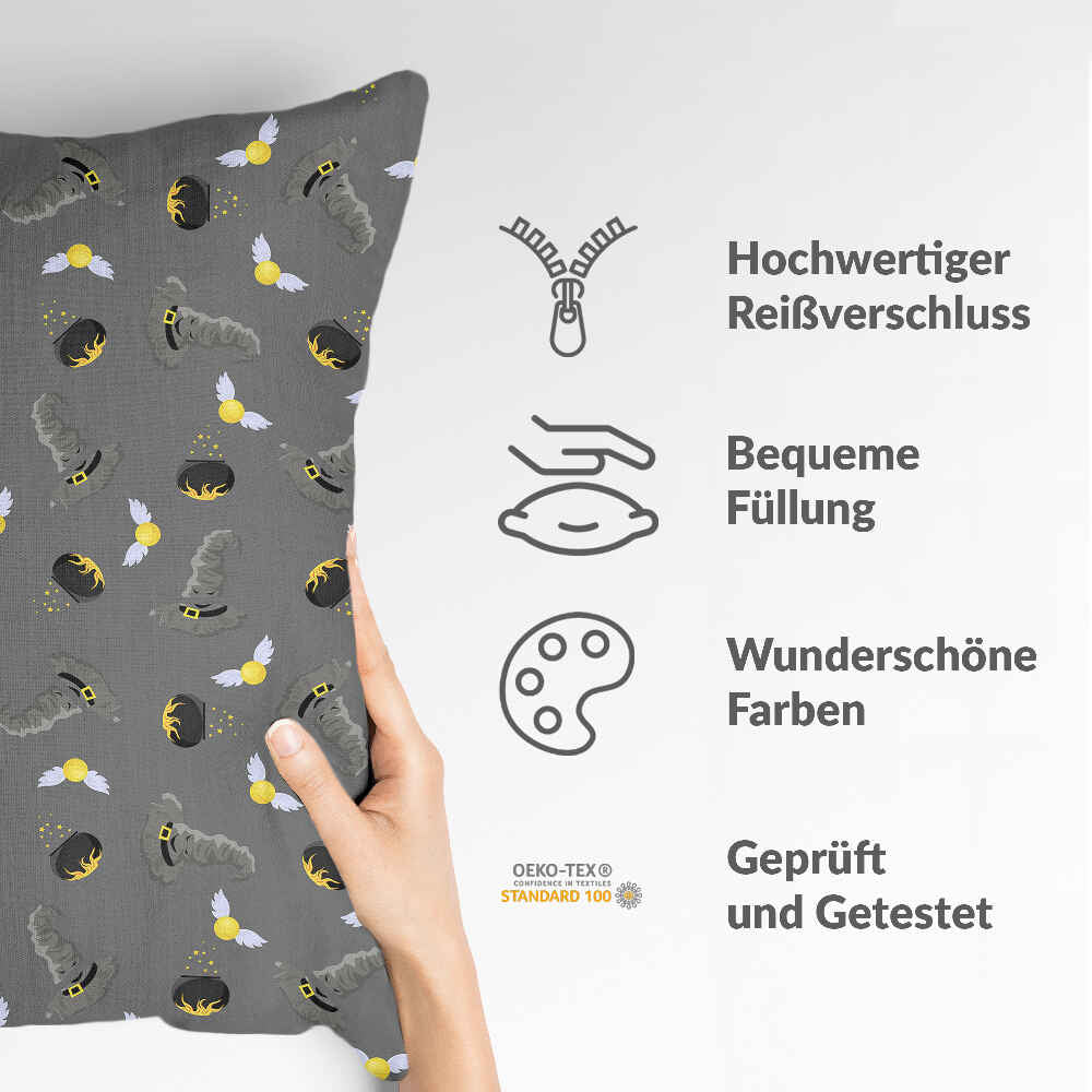 Cuscino salute grigio cappello magico