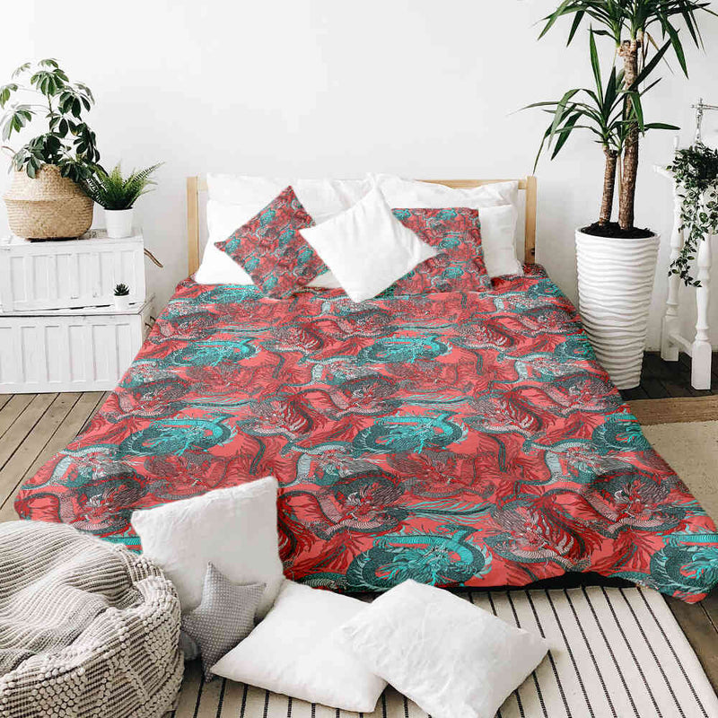 Set di biancheria da letto con coperta terapeutica astratta rossa