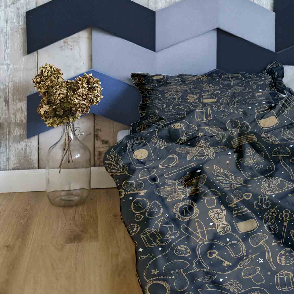 Set di biancheria da letto con coperta terapeutica nero magico