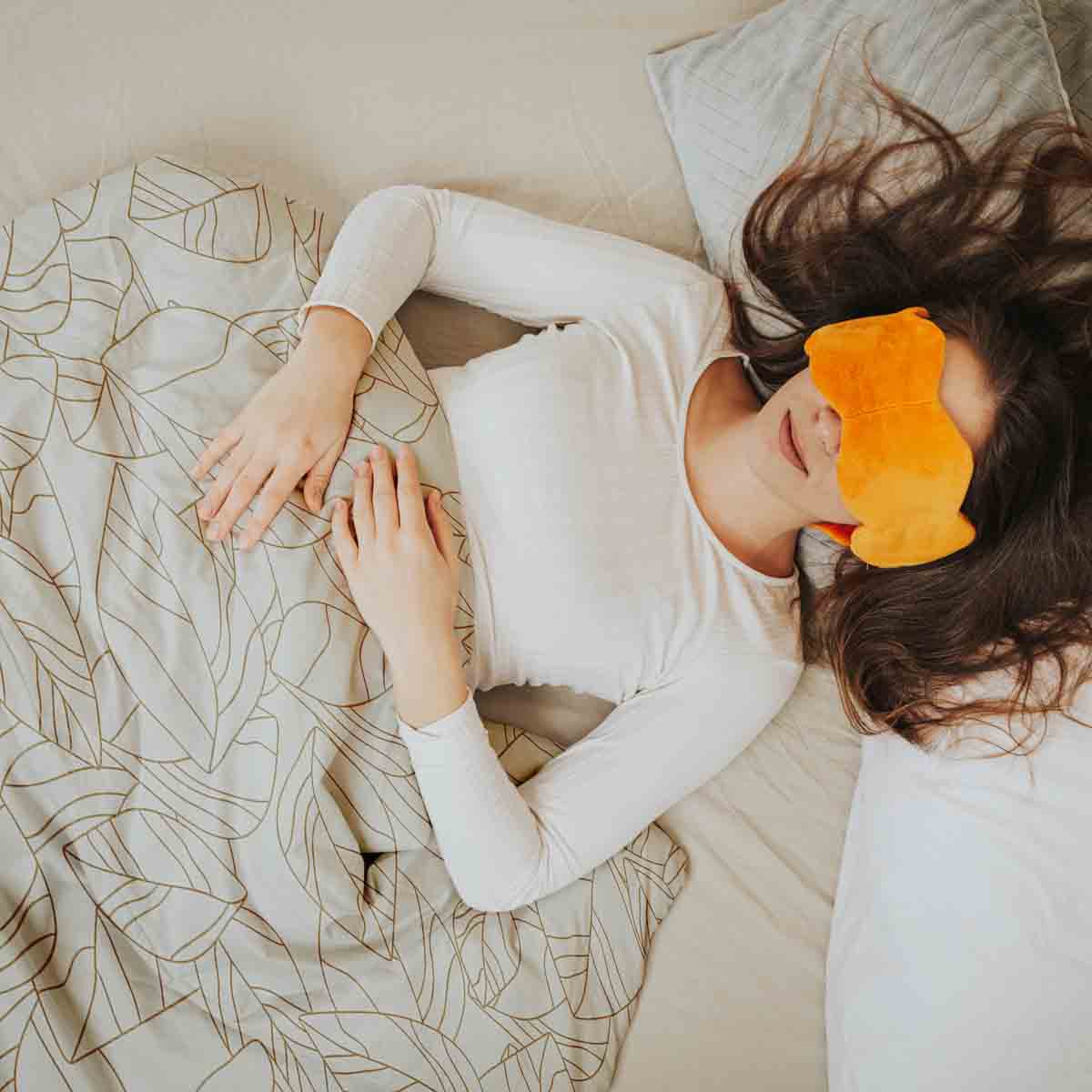Coperta terapeutica originale - Rivestimento in cotone beige con motivo a foglia nero