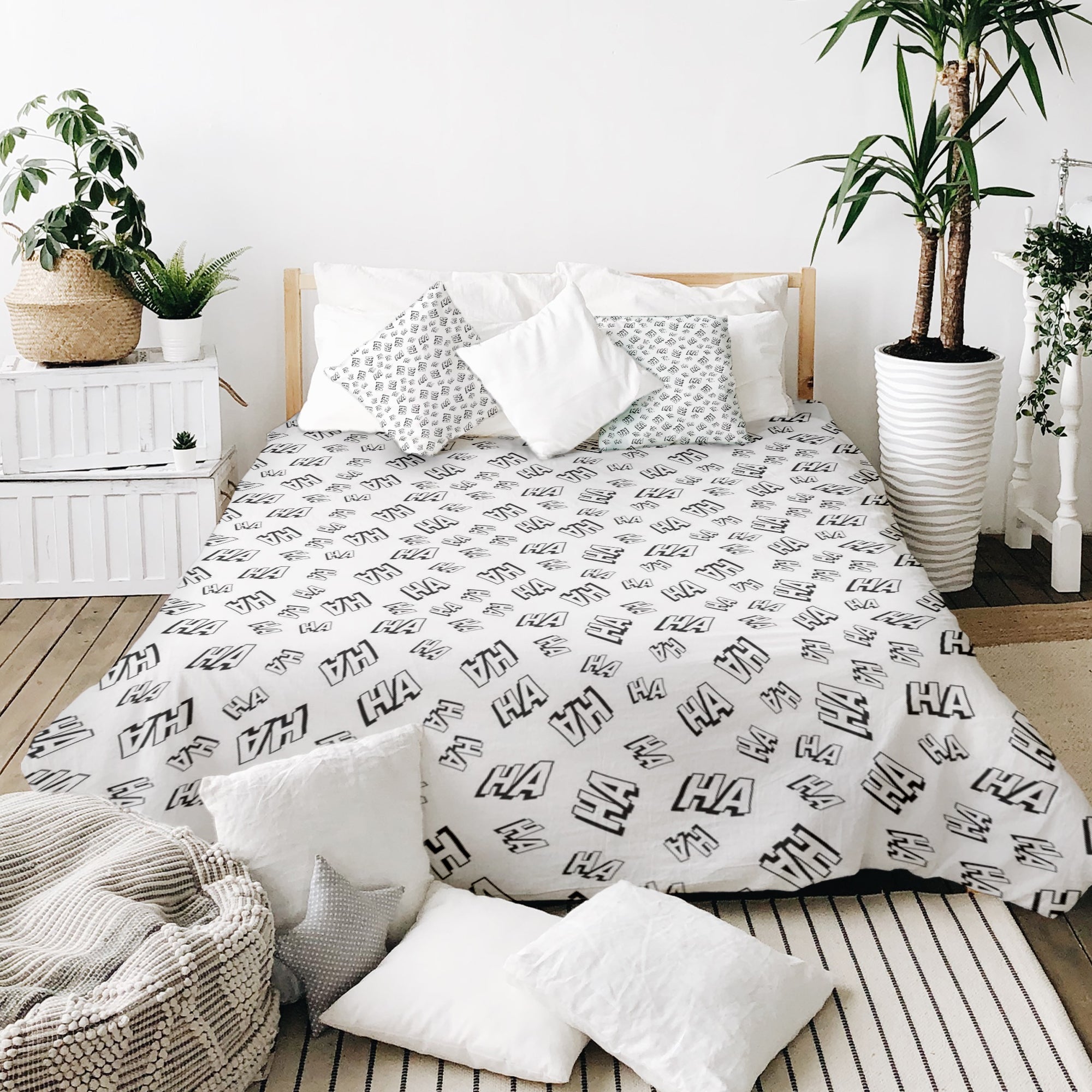 Set di biancheria da letto con coperte terapeutiche bianco Ha Ha