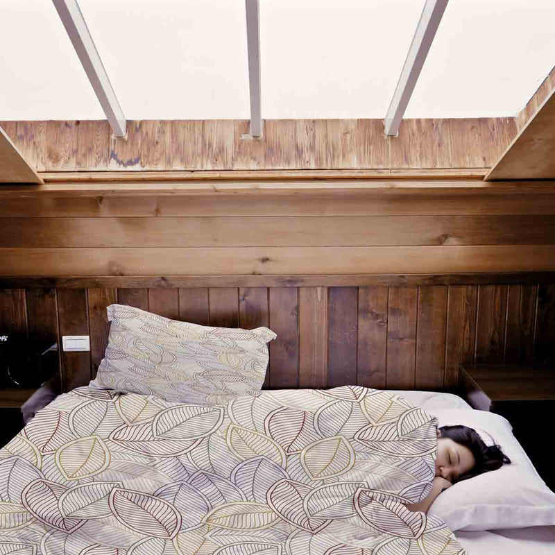 Set di biancheria da letto con coperte terapeutiche e foglie di palma colorate